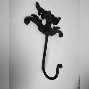 Vintage Victorian Style Cast Iron  Black Wall Hook